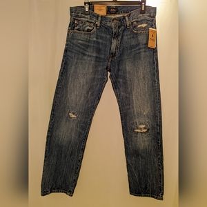 Polo Ralph Lauren Men's The Classic Fit Distressed Blue Jeans 33x32